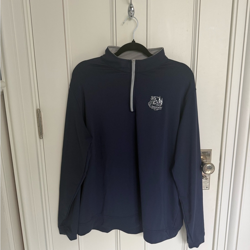 Peter Millar Navy and White Quarter-Zip Jacket